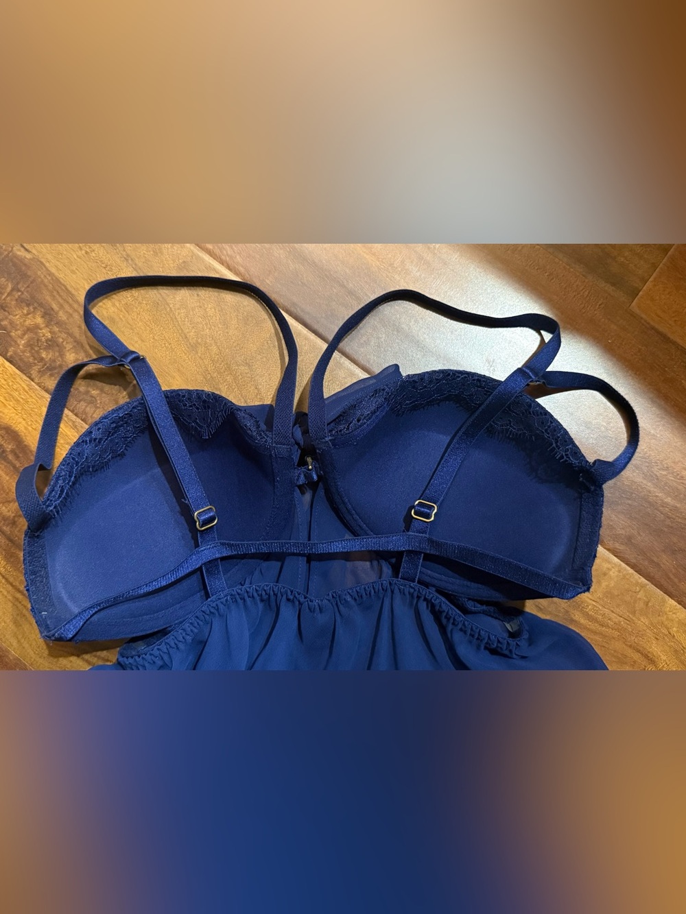 Victoria's Secret Navy Lace & Chiffon Babydoll Chemise - Picture 4 of 5